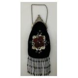 Vintage Victorian Style Velvet/Beaded Coin Purse 3" x 6"