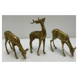 Misc. Vintage Collectible Brass Deer Tallest Is 6 3/4"
