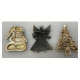 Vintage Christmas Tree Brooches And Earrings