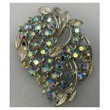 Vintage Blue Rhinestone Brooch And Earrings Set