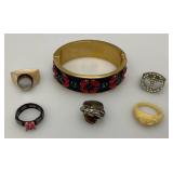 Misc. Vintage Jewelry Including Shell Rings, Tiger Ring And more