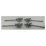 Vintage Blue Rhinestone Butterflies Hair pin Set Of Four