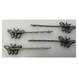 Vintage Blue Rhinestone Butterflies Hair pin Set Of Four