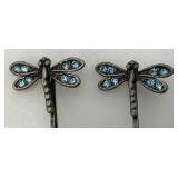 Vintage Blue Rhinestone Dragonflies Hair pin Set Of Four