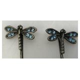 Vintage Blue Rhinestone Dragonflies Hair pin Set Of Four