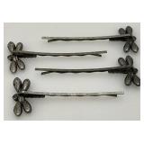 Vintage Blue Rhinestone Dragonflies Hair pin Set Of Four