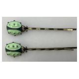 Vintage Rhinestone Lady Bug Hair pin And Clip Set
