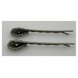 Vintage Rhinestone Lady Bug Hair pin And Clip Set