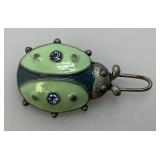 Vintage Rhinestone Lady Bug Hair pin And Clip Set