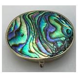 Vintage Alpaca Mexico Silver And Abalone Trinket Box 18.26 Grams overall 5/8" 1 3/8" x 1 3/4"