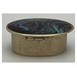 Vintage Alpaca Mexico Silver And Abalone Trinket Box 18.26 Grams overall 5/8" 1 3/8" x 1 3/4"