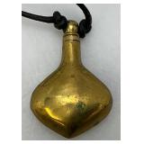 Vintage Genie Bottle Shaped Brass Perfume Bottle Necklace  1 1/2" x 2"