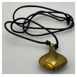 Vintage Genie Bottle Shaped Brass Perfume Bottle Necklace  1 1/2" x 2"