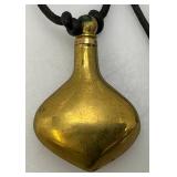Vintage Genie Bottle Shaped Brass Perfume Bottle Necklace  1 1/2" x 2"