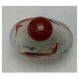 Vintage Chinese Inside-Reverse Painted Goldfish/Koi Snuff Bottle 2" x 2 3/8" In Original Box