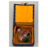 Vintage Chinese Inside-Reverse Painted Goldfish/Koi Snuff Bottle 2" x 2 3/8" In Original Box