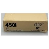 Vintage 10KT Gold Filled Cross Pen And Pencil Set In Original  Box With Extras