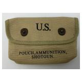 US WWII Canvas Shotgun Shell Ammunition Pouch 5" x 7"