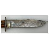 1930-1940 Nice Vintage Yellow Bone Handle Trade/Hunting Carbon Steel Knife With 5" Blade & Leather Sheath