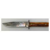 1930-1940 Nice Vintage Yellow Bone Handle Trade/Hunting Carbon Steel Knife With 5" Blade & Leather Sheath