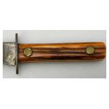 1930-1940 Nice Vintage Yellow Bone Handle Trade/Hunting Carbon Steel Knife With 5" Blade & Leather Sheath