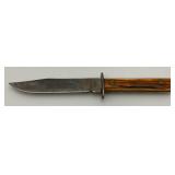 1930-1940 Nice Vintage Yellow Bone Handle Trade/Hunting Carbon Steel Knife With 5" Blade & Leather Sheath