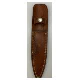 1930-1940 Nice Vintage Yellow Bone Handle Trade/Hunting Carbon Steel Knife With 5" Blade & Leather Sheath
