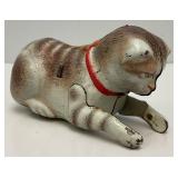 Vintage Tin Litho Key Wind Roll Over Cat Made In US-Zone Germany (Works)