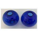 Pair Of Antique Colbalt Blue Glass Lightning Rod Globes 5"