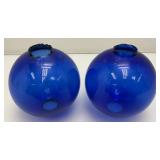 Pair Of Antique Colbalt Blue Glass Lightning Rod Globes 5"