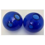 Pair Of Antique Colbalt Blue Glass Lightning Rod Globes 5"