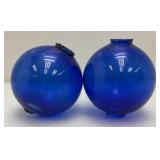 Pair Of Antique Colbalt Blue Glass Lightning Rod Globes 5"