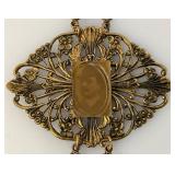 Vintage Art Deco Style Pendant With Mans Photo Very Ornate 2 1/4" x 2 1/2"