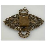 Vintage Art Deco Style Pendant With Mans Photo Very Ornate 2 1/4" x 2 1/2"