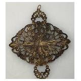 Vintage Art Deco Style Pendant With Mans Photo Very Ornate 2 1/4" x 2 1/2"