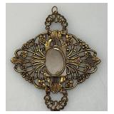 Vintage Art Deco Style Pendant With Mans Photo Very Ornate 2 1/4" x 2 1/2"