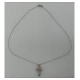 Vintage Ornate Sterling Silver Necklace And Cross (2.19) Grams
