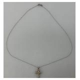 Vintage Ornate Sterling Silver Necklace And Cross (2.19) Grams