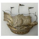 Vintage Sterling Silver Filigree Miniature Ship Brooch 2" x 2" (5.45 Grams)