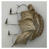 Vintage Sterling Silver Filigree Miniature Ship Brooch 2" x 2" (5.45 Grams)