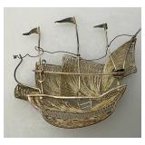 Vintage Sterling Silver Filigree Miniature Ship Brooch 2" x 2" (5.45 Grams)