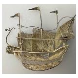 Vintage Sterling Silver Filigree Miniature Ship Brooch 2" x 2" (5.45 Grams)
