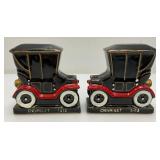 Pair Of Vintage Ceramic CHEVROLET 1913 Pen Holders 4" x 4 1/2"
