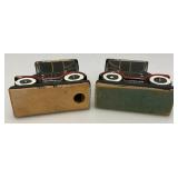 Pair Of Vintage Ceramic CHEVROLET 1913 Pen Holders 4" x 4 1/2"