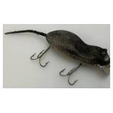 Vintage Heddon Meadow Mouse Flocked Plastic Fishing Lure 3"