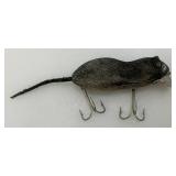 Vintage Heddon Meadow Mouse Flocked Plastic Fishing Lure 3"