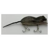 Vintage Heddon Meadow Mouse Flocked Plastic Fishing Lure 3"