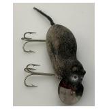 Vintage Heddon Meadow Mouse Flocked Plastic Fishing Lure 3"