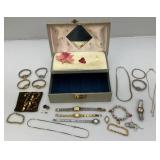 Vintage Jewelry Box With Misc. Costume Jewelry