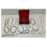 Vintage Jewelry Box With Misc. Costume Jewelry